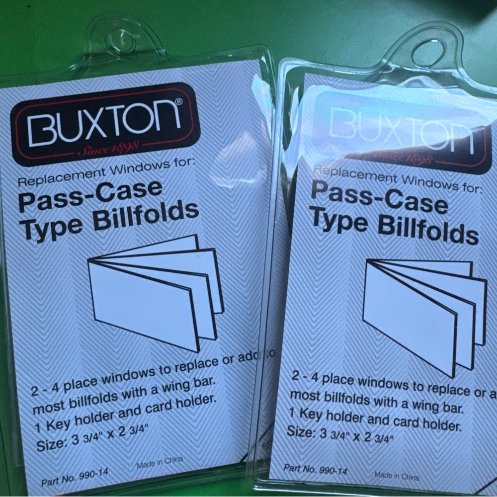 New Buxton Vinyl Windows for Billfold Wallets with a Wing Bar X 2! T5